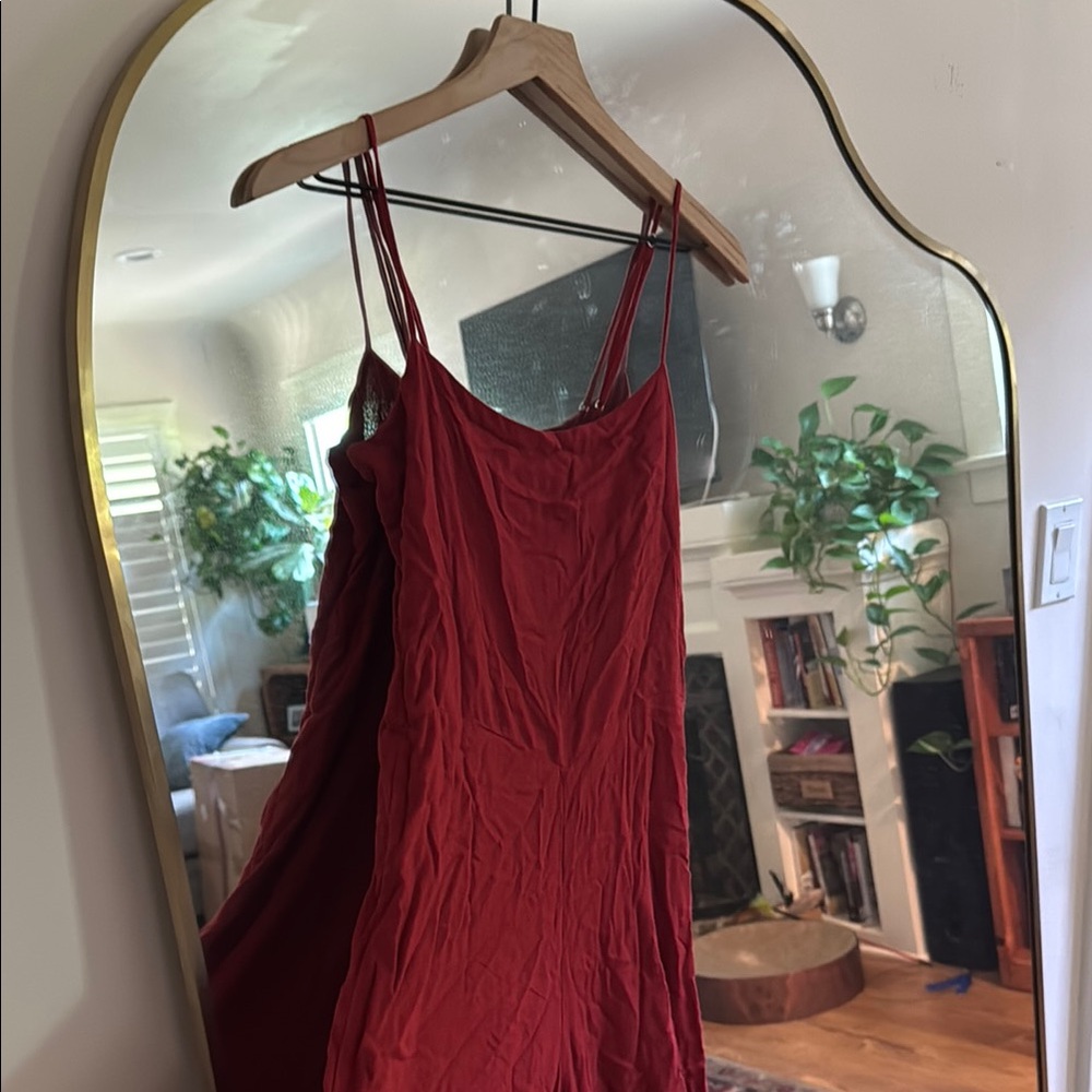 Red Spaghetti Strap Romper Dress